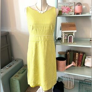 Ann Taylor greenish yellowish Circle Checkered Midi Dress